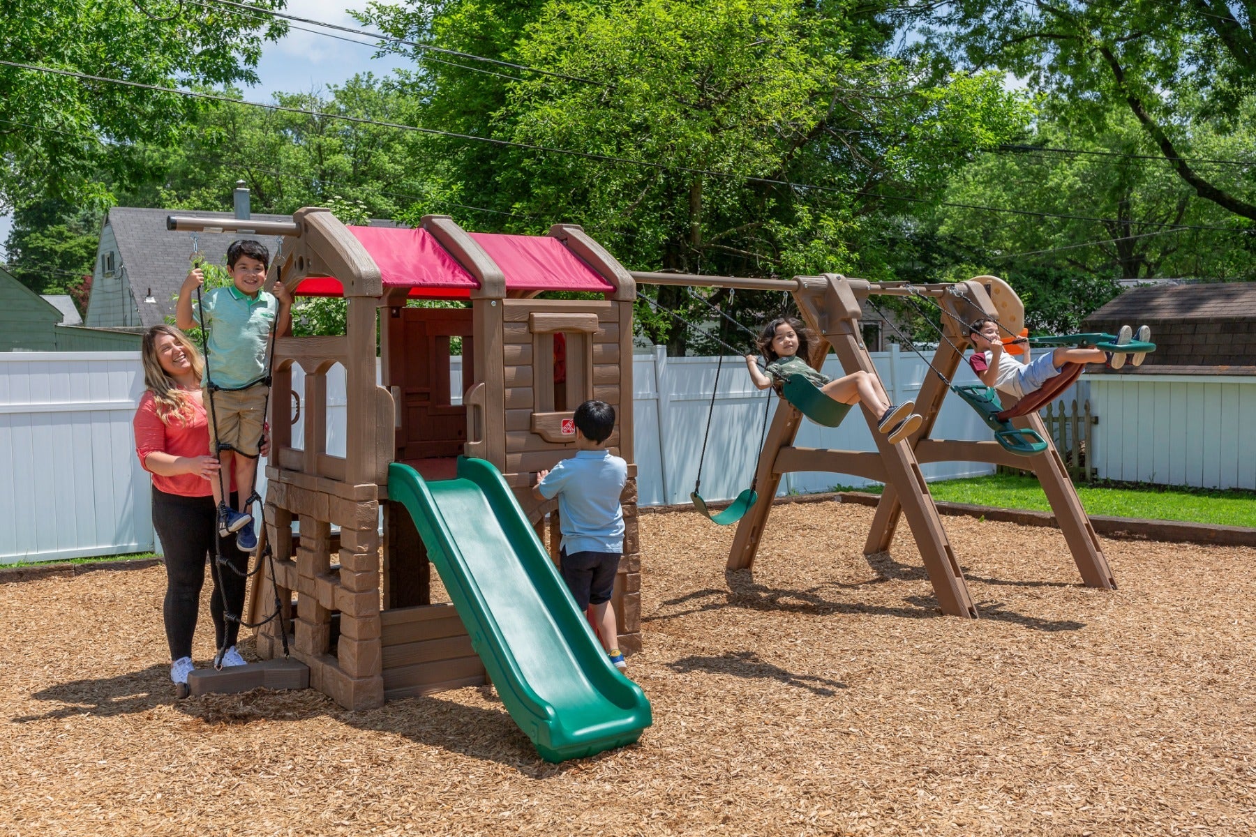 Naturally Playful™ Adventure Lodge Play Center with Glider - Image 2